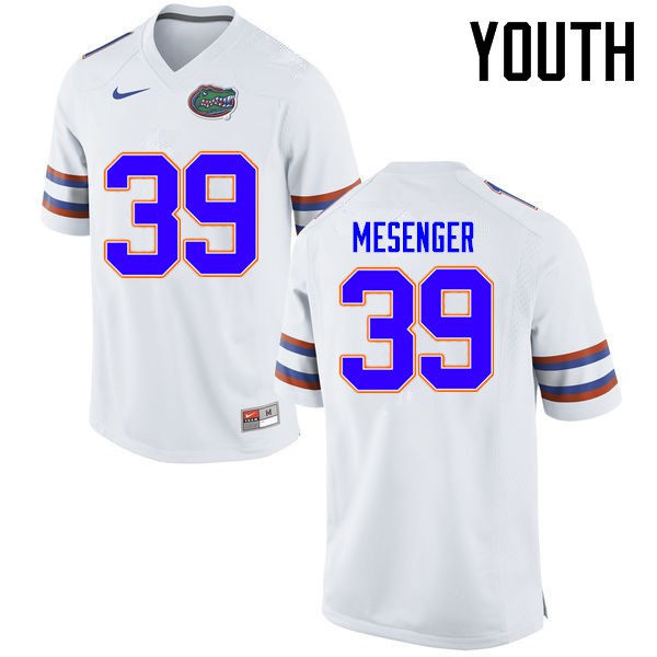 Florida Gators Youth #39 Jacob Mesenger College Football Jerseys White